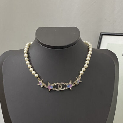 Chanel Colored Gemstone Star Pearl Necklace - Image 2