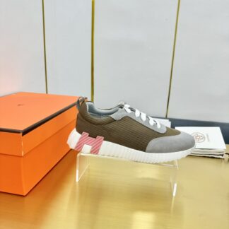 Hermès classic couple style gray-green color matching sports casual shoes