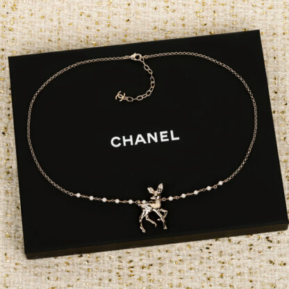 Chanel Large Deer Pearl Necklace