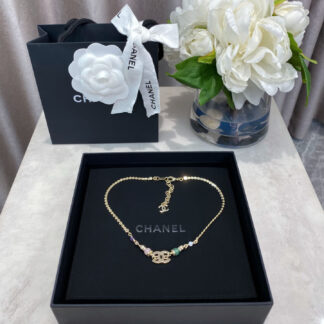 Chanel multi-gemstone double c necklace
