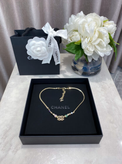 Chanel multi-gemstone double c necklace