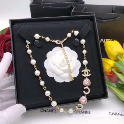 Chanel Pink Heart Diamond Necklace - Image 2