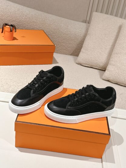 Hermes couple black fashion casual skateboard shoes - Image 2