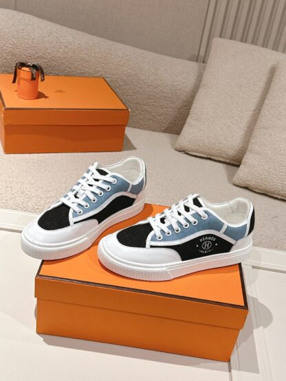 Hermes couple blue and black fashion casual skateboard shoes - Image 2