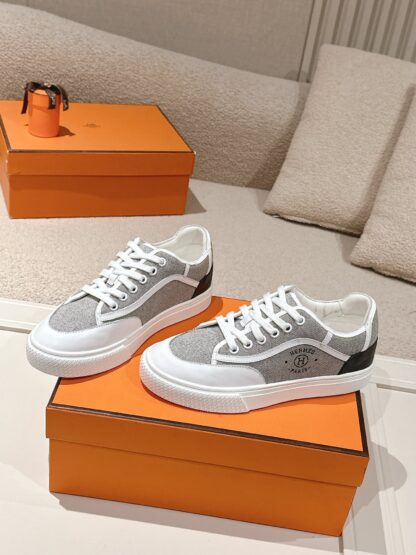 Hermes couple white and gray fashion casual skateboard shoes - Image 2