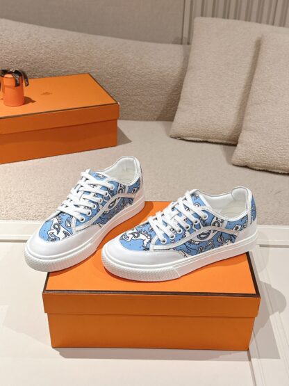 Hermes couple blue and white fashion retro casual skateboard shoes - Image 2