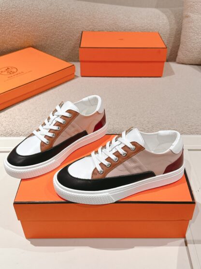 Hermes couple pink brown fashion retro casual skateboard shoes - Image 2