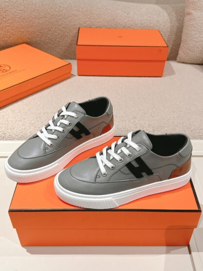 Hermes gray and black couple fashion casual skateboard shoes - Image 2