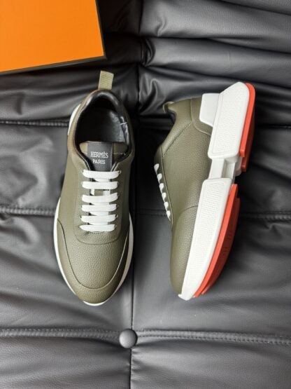 Hermès Dark Green Premium Ultra Lightweight Sneakers - Image 2