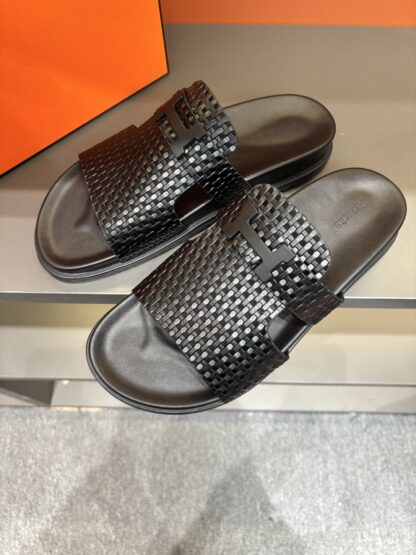 Hermes summer black pure handmade high-end sandals - Image 2
