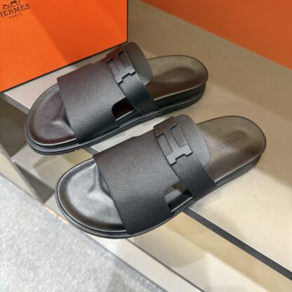 Hermes summer pure black pure handmade high-end sandals - Image 2