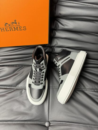 Hermès black and grey color matching high-end elegant casual shoes - Image 2