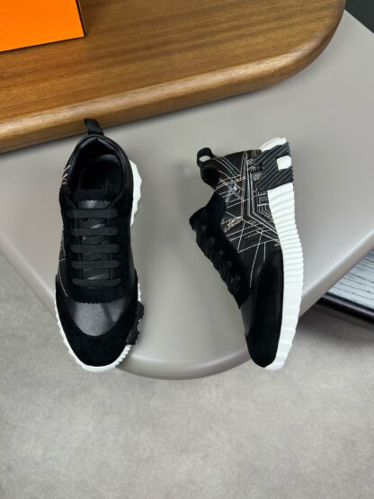 Hermès black and white color matching embroidery brand temperament thick-soled casual shoes - Image 2