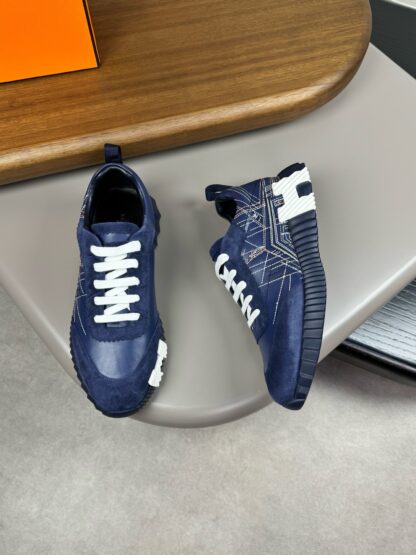 Hermès blue and white color matching embroidery brand temperament thick-soled casual shoes - Image 2