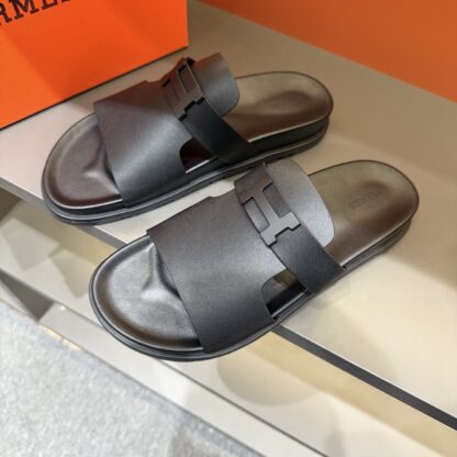 Hermes summer black matte pure handmade high-end sandals - Image 2