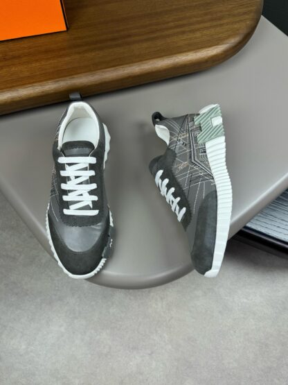 Hermès gray and white color matching embroidery brand temperament thick-soled casual shoes - Image 2