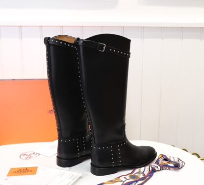 Hermès classic kelly buckle black mid-calf boots - Image 2