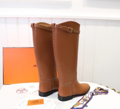 Hermes classic kelly buckle dark brown fashion mid-calf boots - Image 2