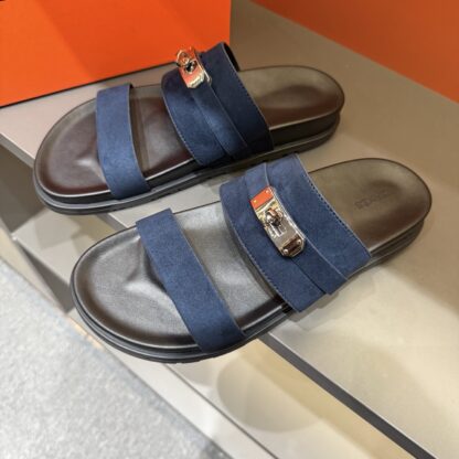Hermes summer blue pure handmade high-end sandals - Image 2