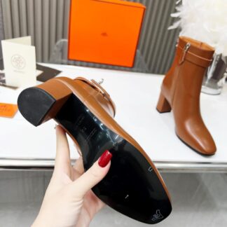 Hermes classic brown kelly buckle fashion ankle boots