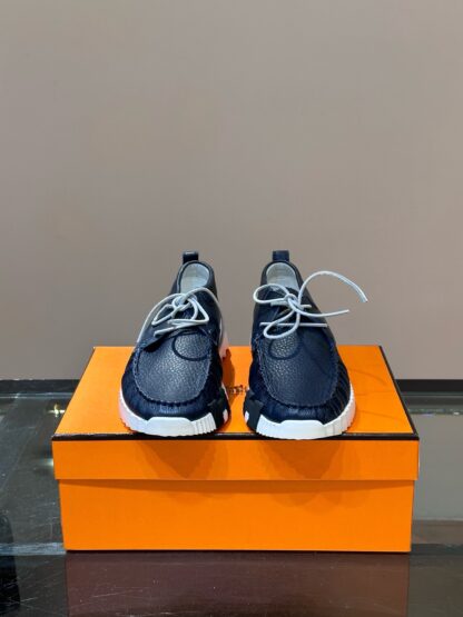 Hermes men's lace-up dark blue versatile simple casual sports shoes - Image 2