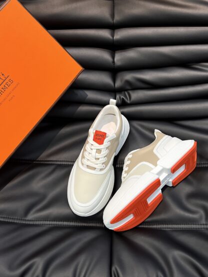 Hermes men's white apricot soft and comfortable casual sports shoes - Image 2