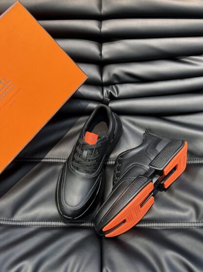 Hermes Men's Black Orange Soft Comfortable Casual Sports Shoes - Image 2