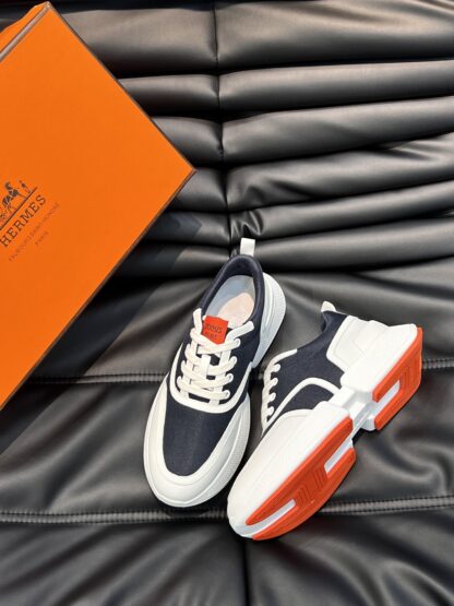 Hermes Men's Gray Orange Soft Comfortable Casual Sports Shoes - Image 2