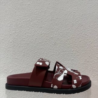 Hermès Couple Red Brown Braided Sandals