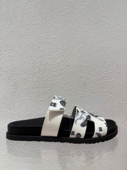 Hermès blue and black couple woven sandals