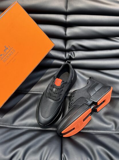 Hermes Men's Black Soft and Comfortable Casual Sneakers - Image 2