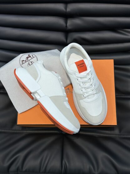 Hermes Men's Comfortable Soft White Gray Casual Sports Shoes - Image 2