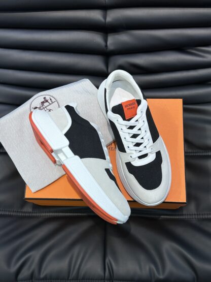 Hermes Men's Comfortable Soft Black and Gray Casual Sneakers - Image 2