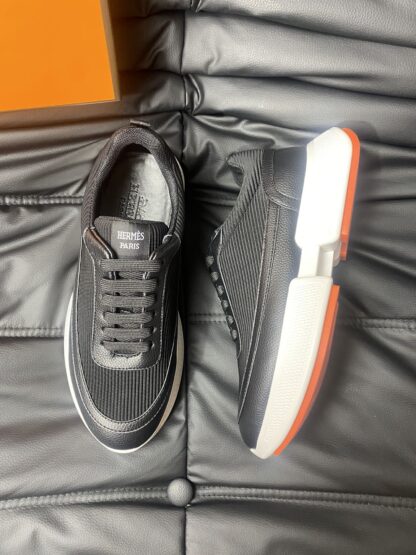 Hermes Men's Comfortable Soft Black Casual Sneakers - Image 2