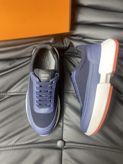 Hermes Men's Comfortable Soft Dark Blue Casual Sneakers - Image 2