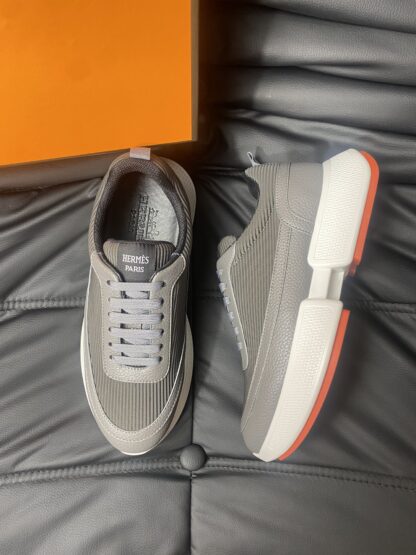 Hermes Men's Comfortable Soft Grey Casual Sneakers - Image 2