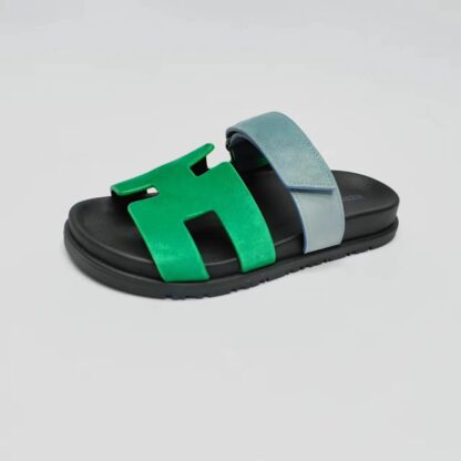 Hermès couple blue-green woven sandals - Image 2