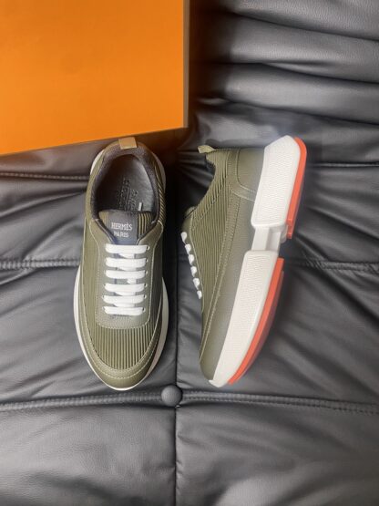 Hermes Men's Comfortable Soft Dark Green Casual Sneakers - Image 2