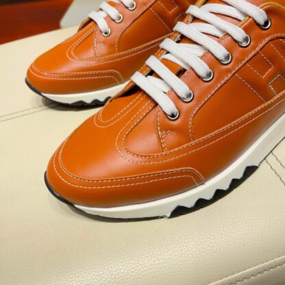 Hermès France Paris catwalk model orange shiny classic casual shoes - Image 2