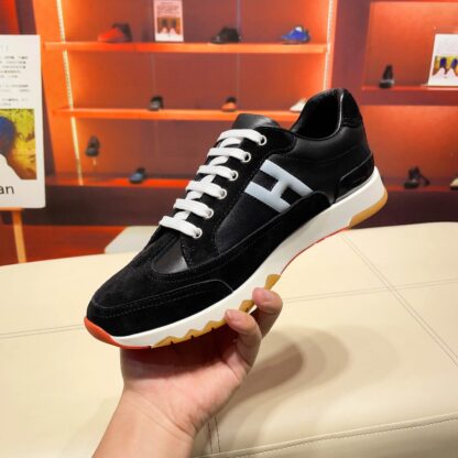 Hermès France Paris catwalk model black and gray classic casual shoes - Image 2