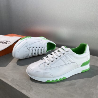 Hermes white green French Paris catwalk simple casual shoes - Image 2