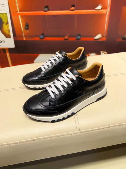 Hermes black and white French Paris catwalk simple casual shoes - Image 2
