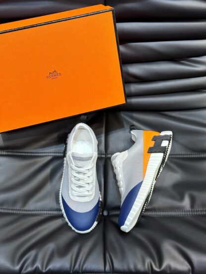 Hermès Men's Gray Orange Lightweight Breathable Casual Sports Shoes - Image 2