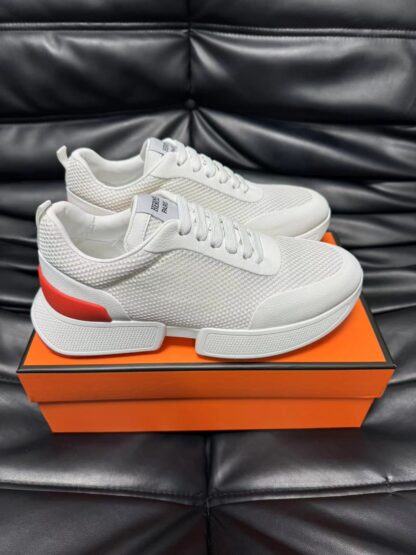 Hermes leather mesh breathable white high-end temperament casual shoes - Image 2