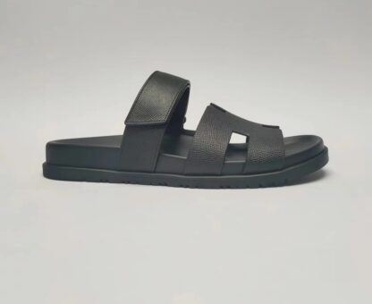 Hermès Couple Braided Black Slippers - Image 2
