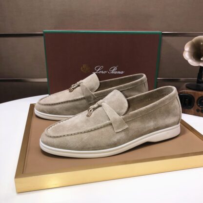 Hermès grey apricot couple high-end classic loafers - Image 2