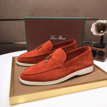 Hermès orange-red couple's high-end classic loafers - Image 2