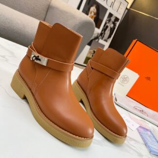 Hermes brown classic kelly buckle knight boots