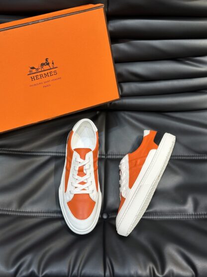 Hermès Men's Orange Comfort Low-Top Casual Sneakers - Image 2