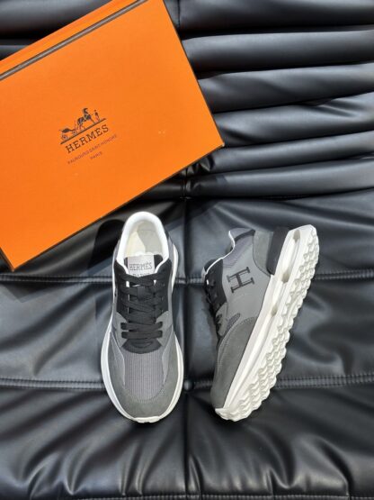 Hermes men's thick-soled gray and black fashion casual sports shoes - Image 2